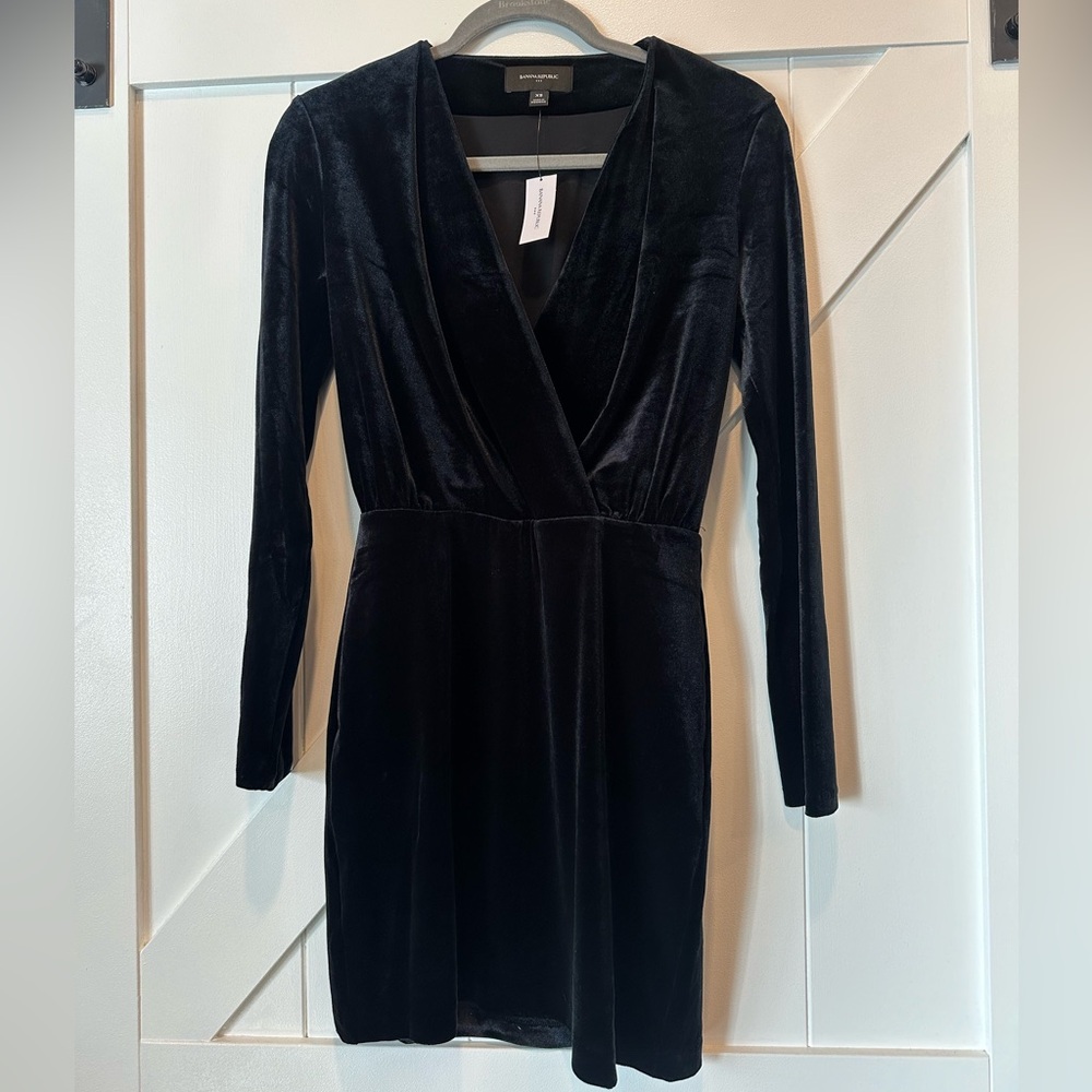 Black Velvet Mini Wrap Dress